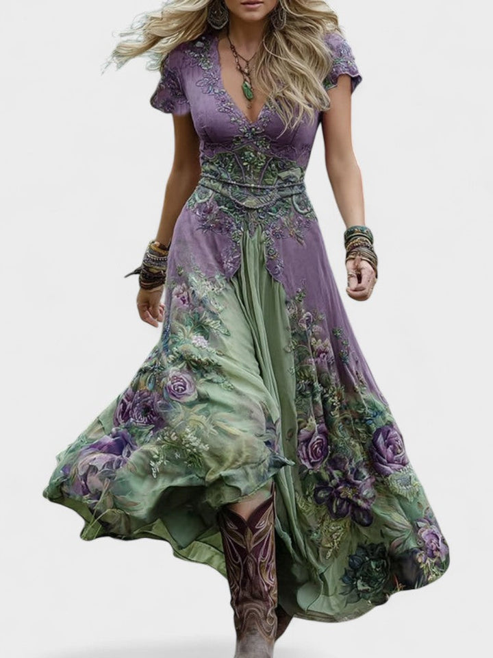Serena - Korte Maxi Jurk met Bloemen