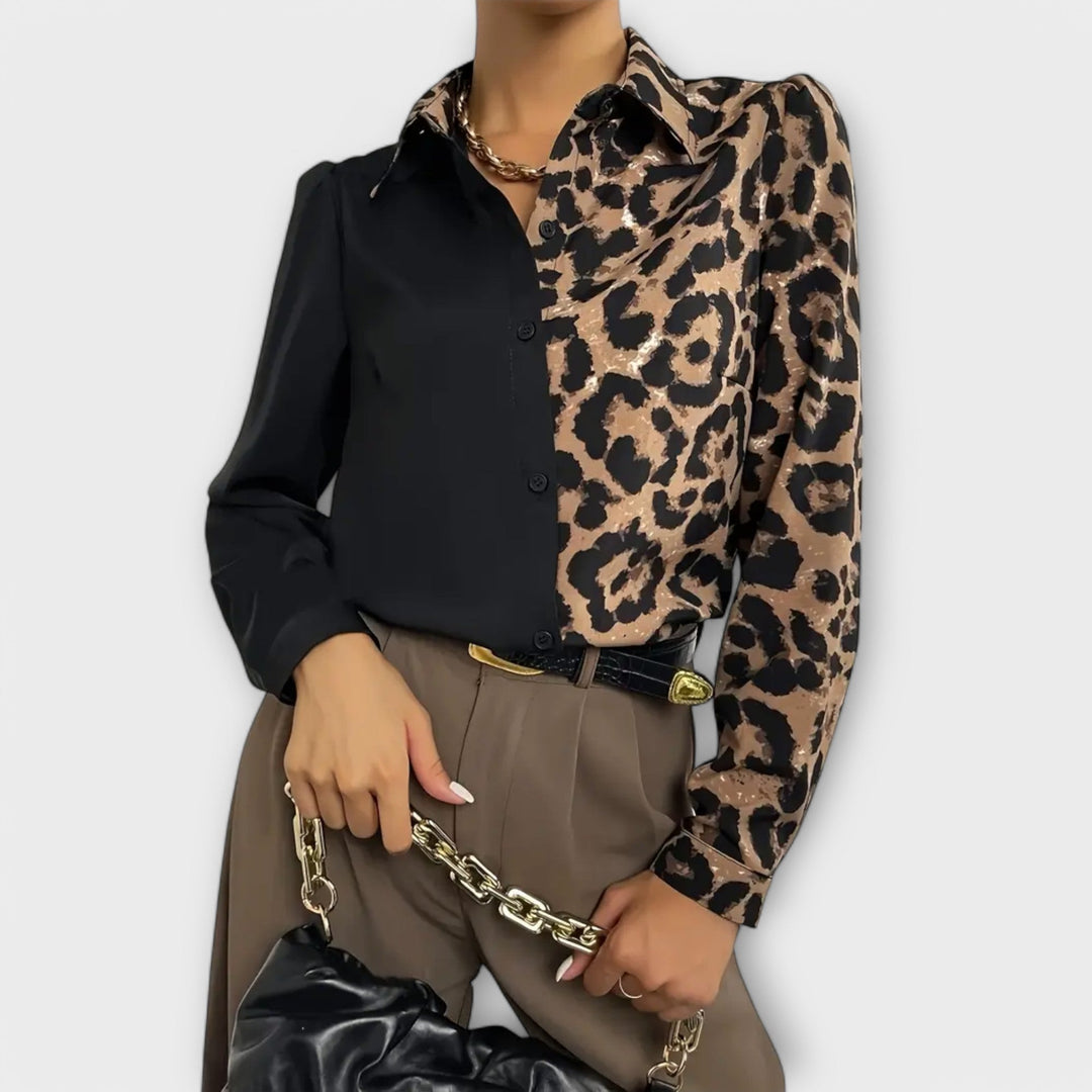 Valentina - Effen luipaardblouse