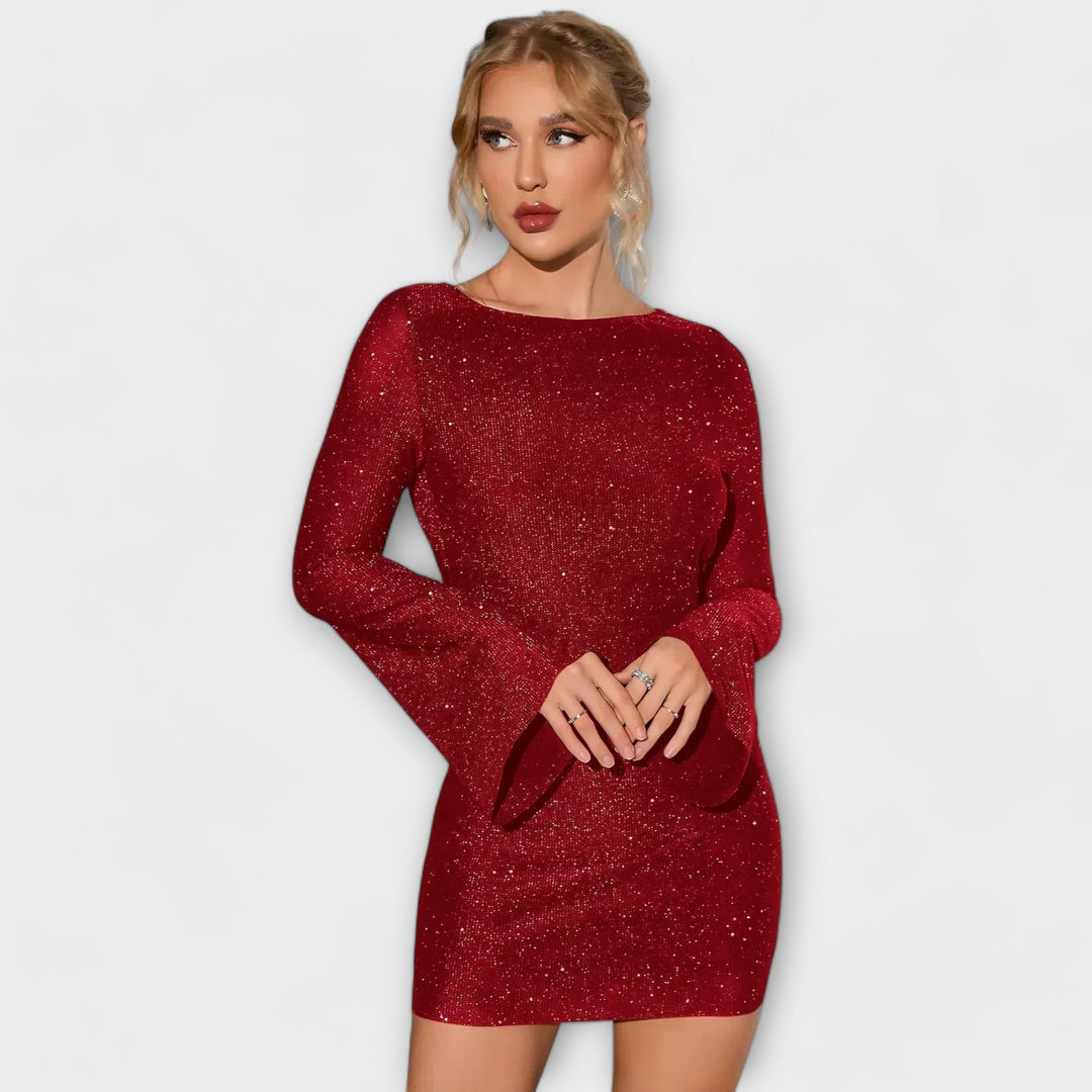 Glitterjurk met open rug