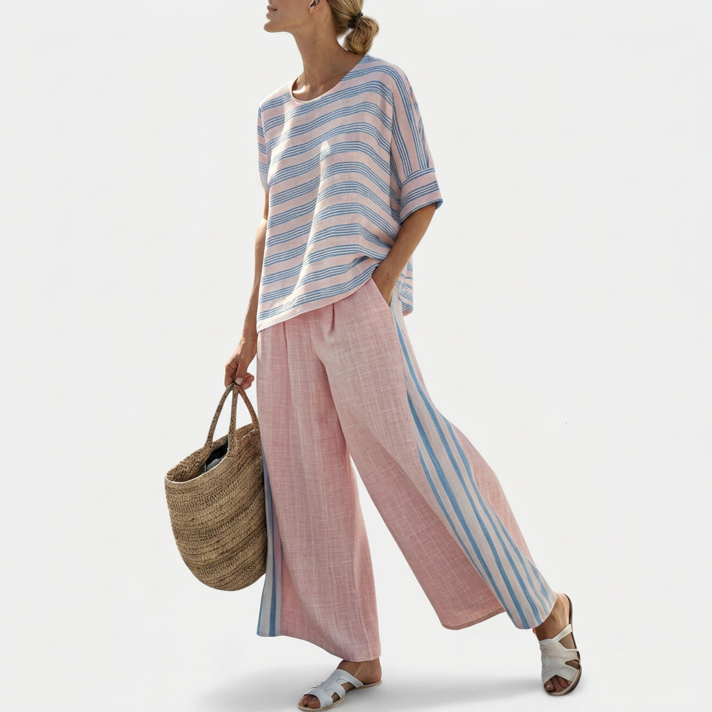 Cecília - Set van Bamboe Linnen Roze