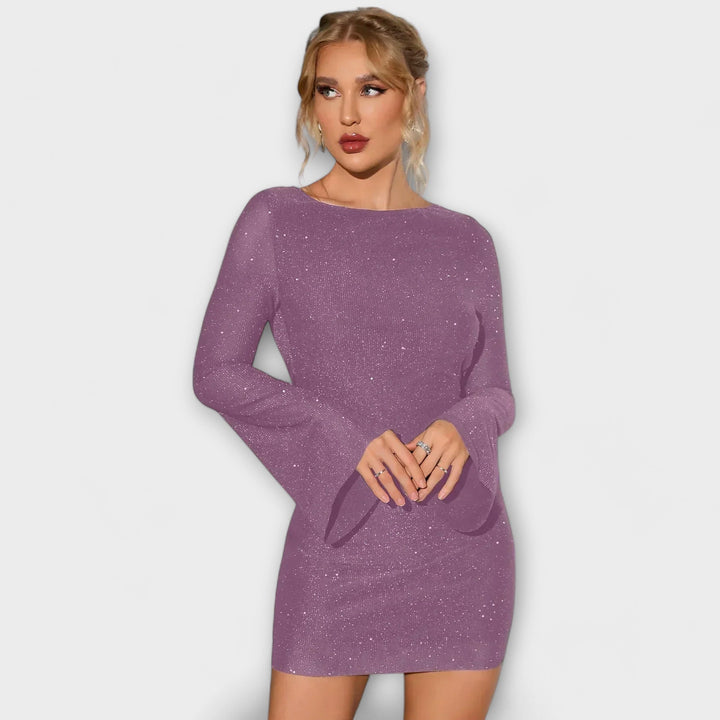 Glitterjurk met open rug