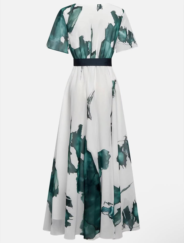 Vanessa - Lange Jurk Aquarelprint