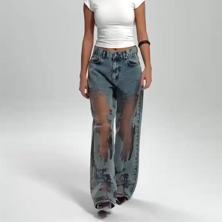 Sommerfeld | JEANS MET VINTAGE MESH PATCHWORK PRINT