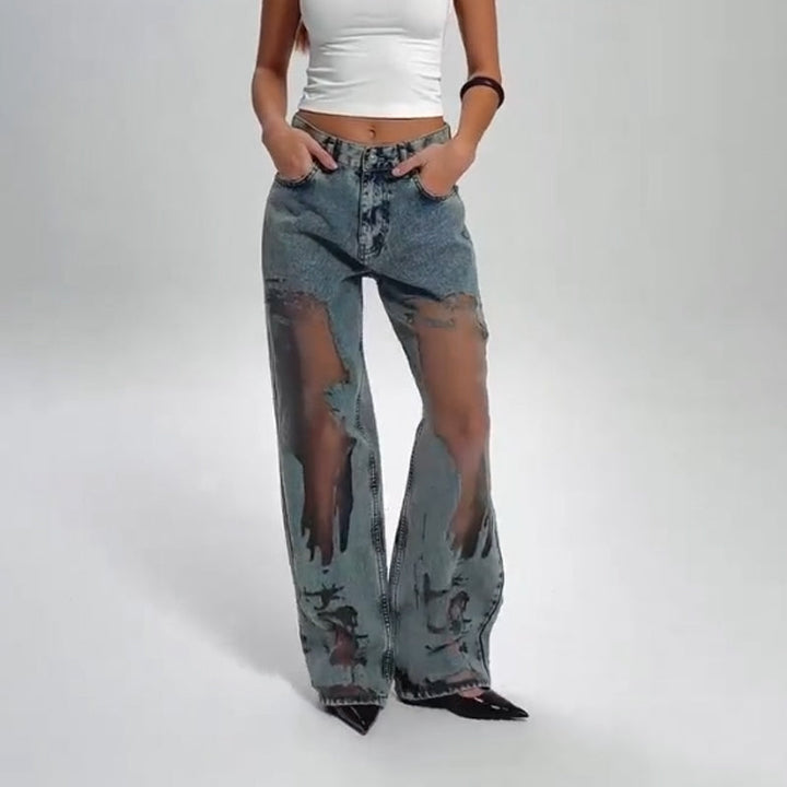 Sommerfeld | JEANS MET VINTAGE MESH PATCHWORK PRINT