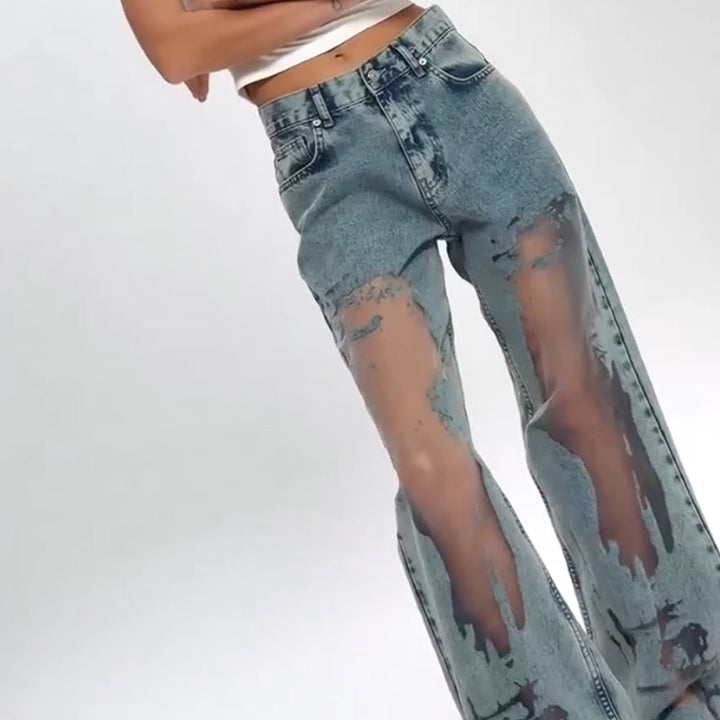 Sommerfeld | JEANS MET VINTAGE MESH PATCHWORK PRINT