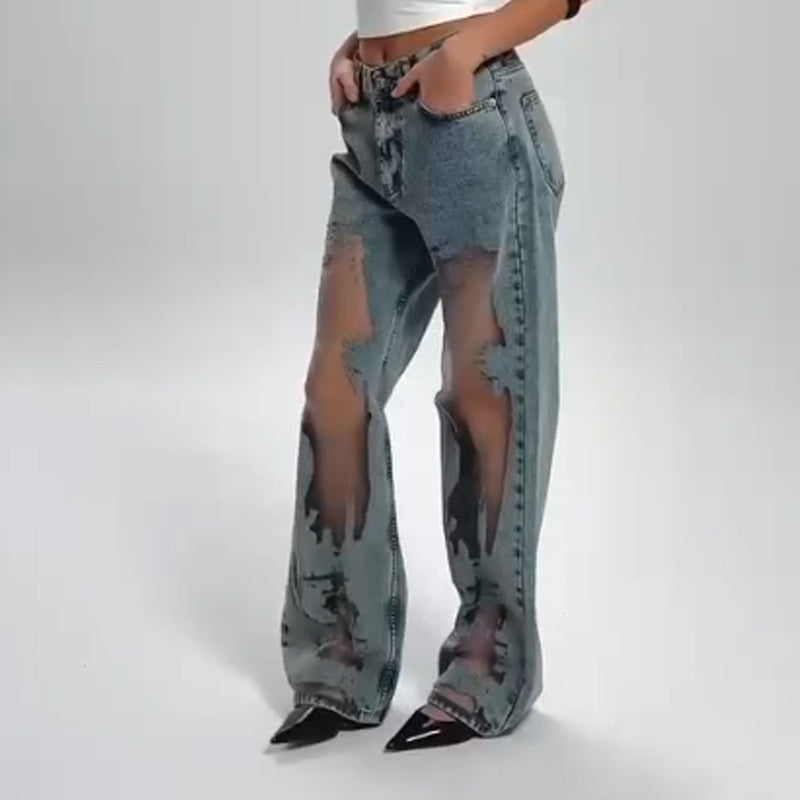 Sommerfeld | JEANS MET VINTAGE MESH PATCHWORK PRINT