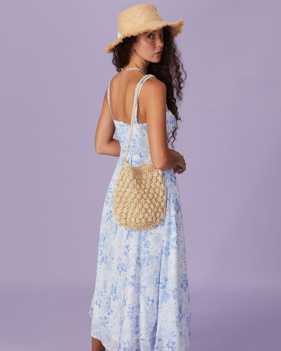 Renata - Midi Jurk Blauwe Bloemen