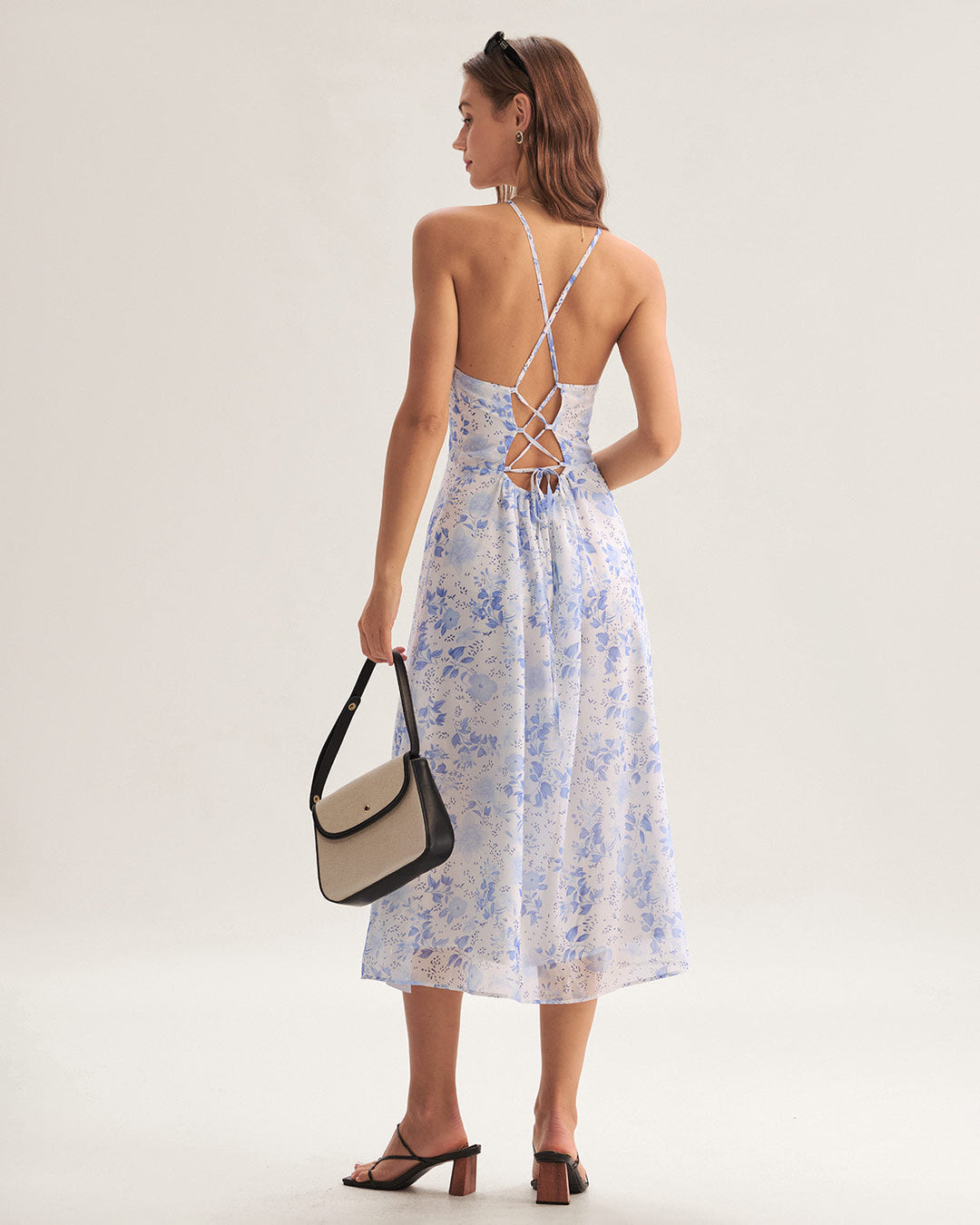 Clarice - Midi Jurk Bloemig Blauw